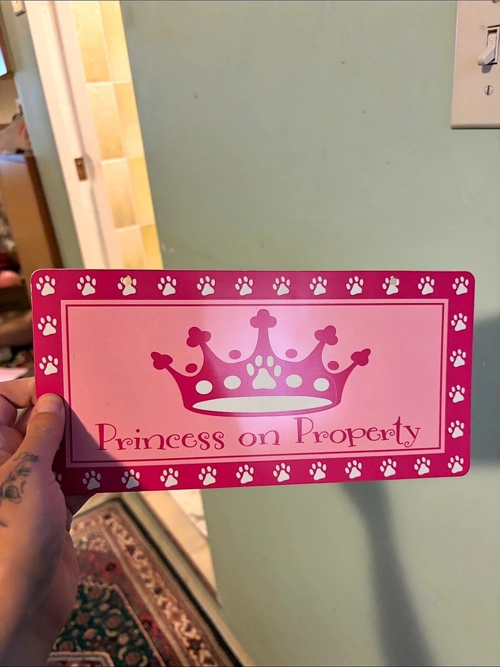 Himalayan Chew Princess on Property Pink Pet Sign NWT